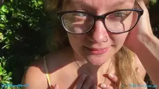 Amateur nerd giving head and taking facial cumshot