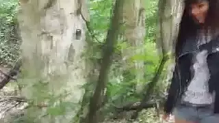 Amateur foursome party in the forest