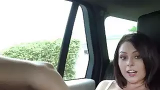 Hot nasty teen bangs in car pov