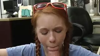 Skinny redhead babe nailed by pawn dude